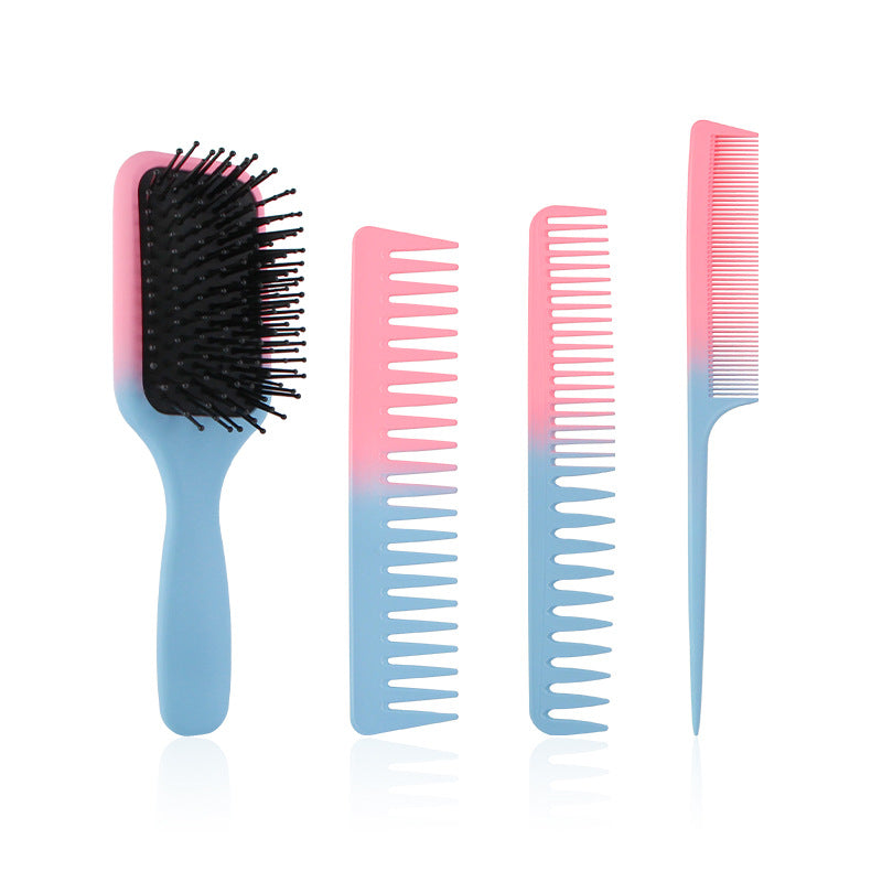 Ombre Pink Blue Detangle Hair Brush 4pcs/Set