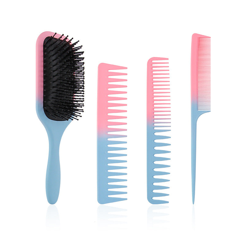 Ombre Pink Blue Detangle Hair Brush 4pcs/Set