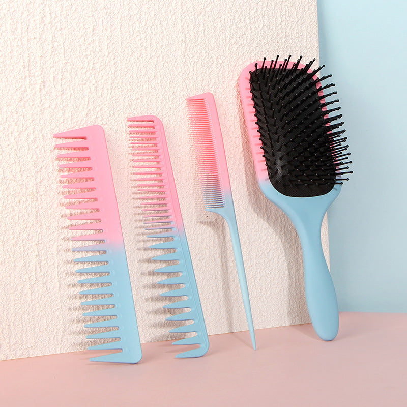 Ombre Pink Blue Detangle Hair Brush 4pcs/Set